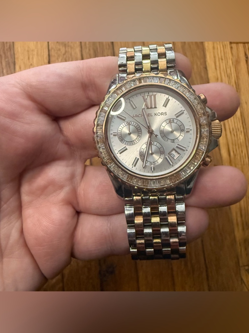 Michael Kors MK Women’s Everest Tri-Tone Crystal Wrist Watch
